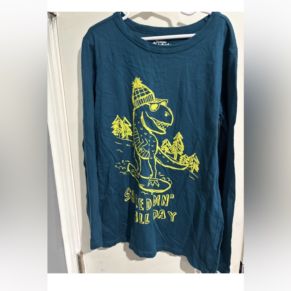 OshKosh B'gosh Teal Dinosaur Long Sleeve Shirt